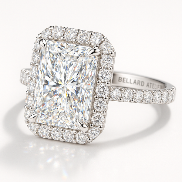 טבעת רדיאנט עם הילה משובצת מכל כיוון