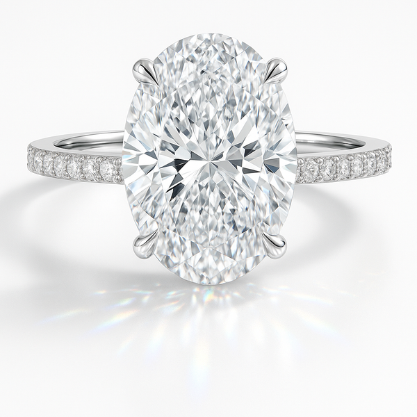 טבעת אובל 4.5 קארט עם שיבוץ בצדדים