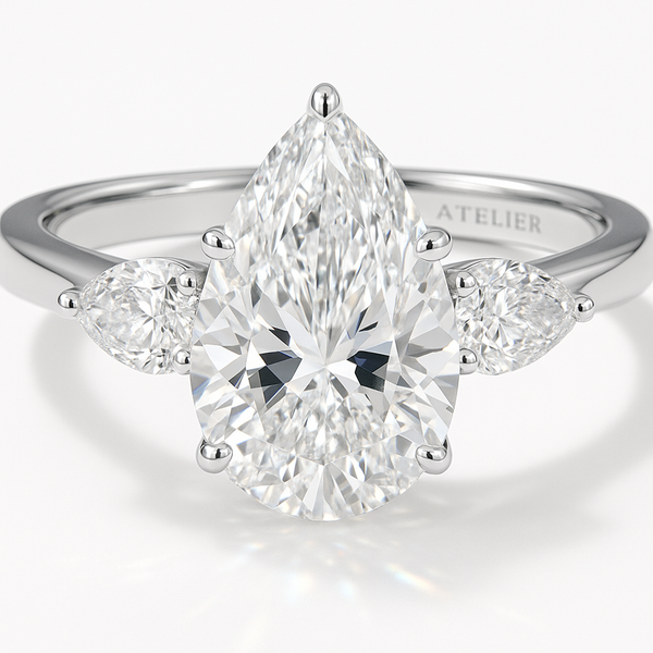 טבעת טיפה 5 קארט משובץ עם טיפות בצדדים