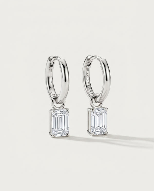 עגילי חישוק עם אבן מרכזית אמרלד