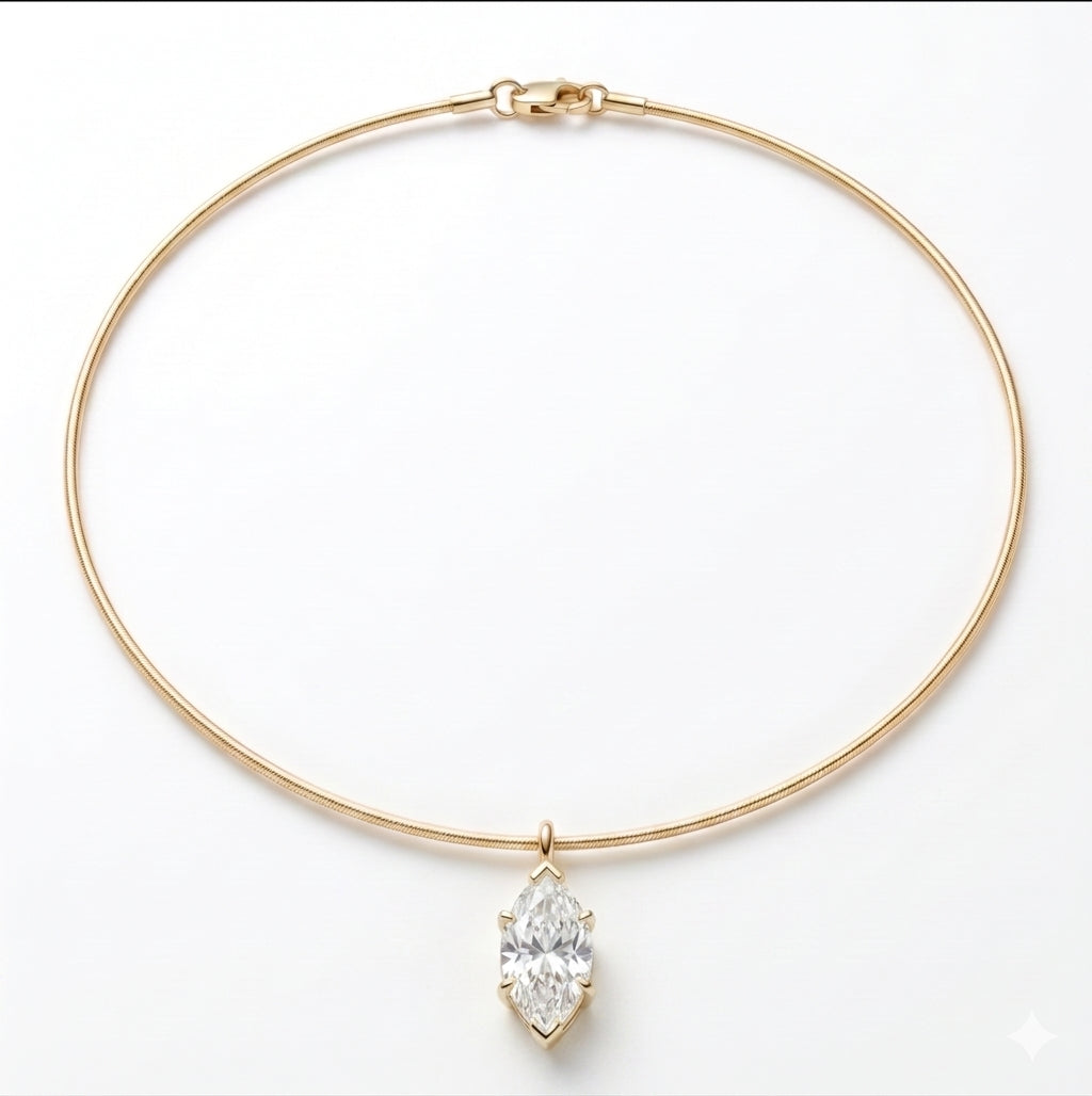 שרשרת קשיחה עם תליון מרקיז · Marquise Choker