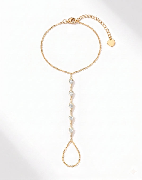 מיני צמיד טבעת טיפות · Pear Drop Hand Chain