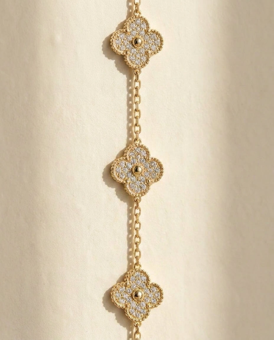 צמיד תלתן · Diamond Clover Bracelet