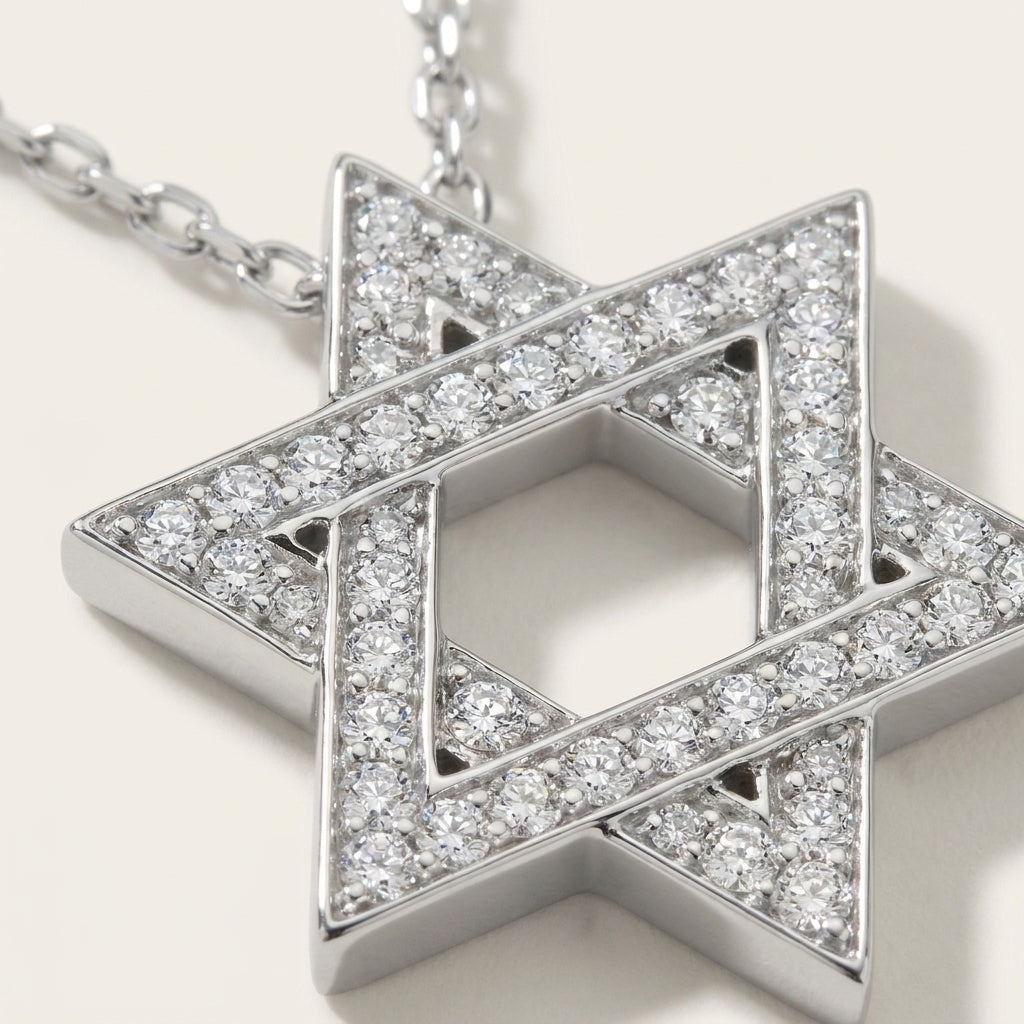 תליון מגן דוד פאבה מוסאנייט · שרשרת רוטר עדינה