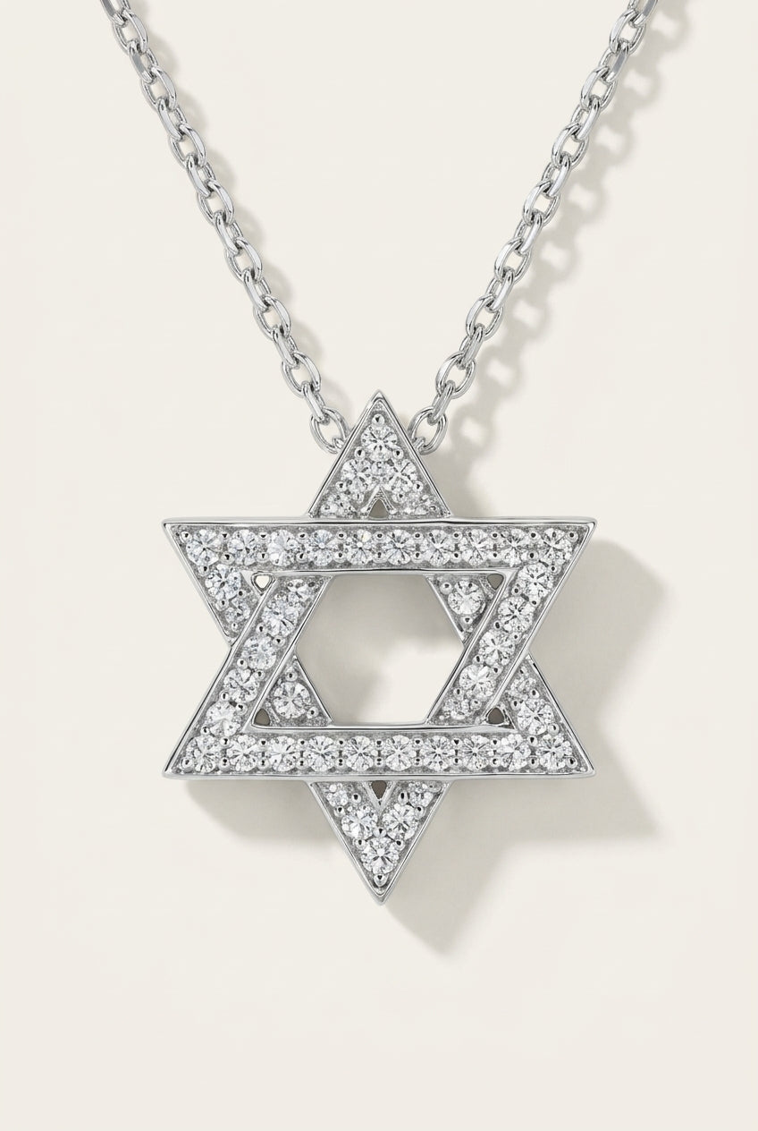 תליון מגן דוד פאבה מוסאנייט · שרשרת רוטר עדינה