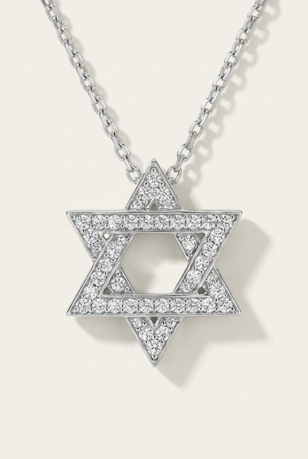 תליון מגן דוד פאבה מוסאנייט · שרשרת רוטר עדינה