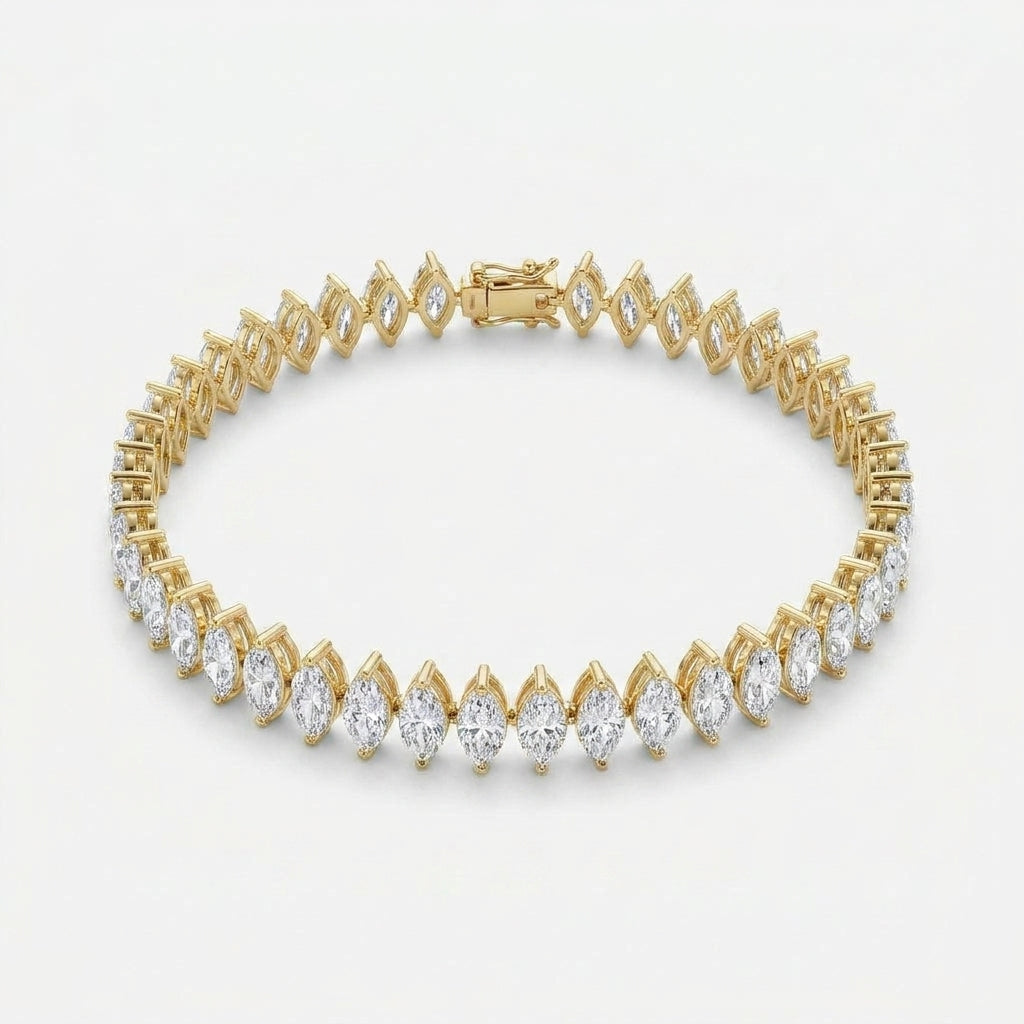 צמיד טניס מרקיז · אבני מויסניט בליטוש Marquise