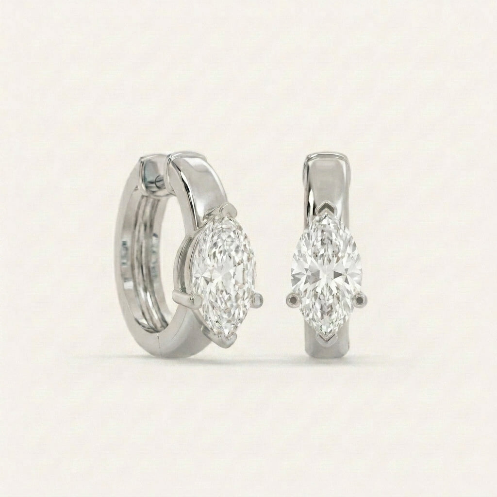 עגילי Marquise Solitaire Huggie · 2 קראט כל צד
