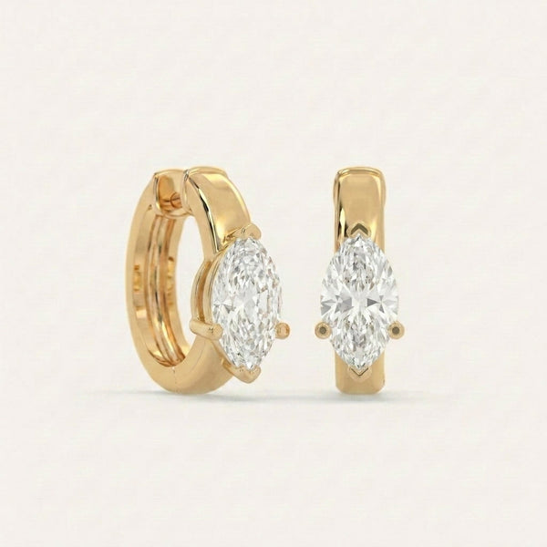 עגילי Marquise Solitaire Huggie · 2 קראט כל צד