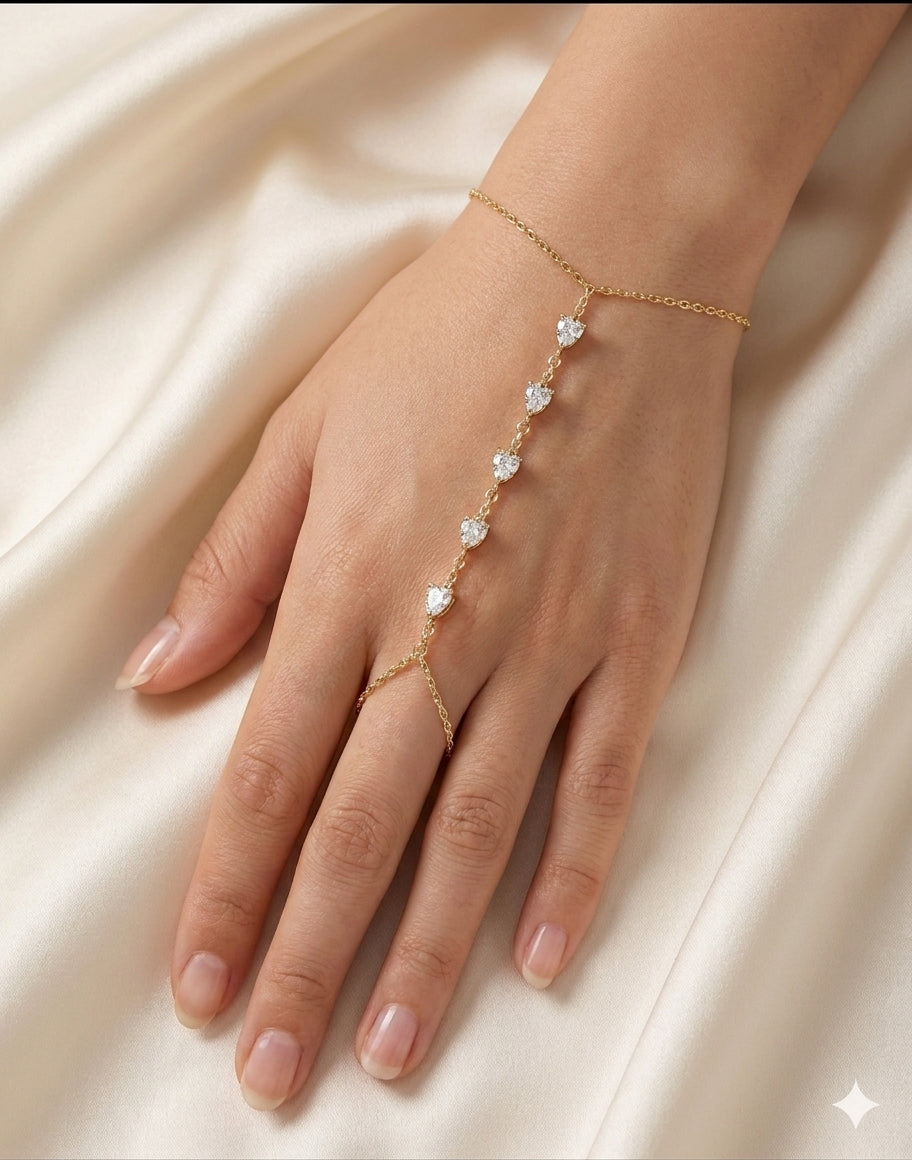 מיני צמיד טבעת טיפות · Pear Drop Hand Chain