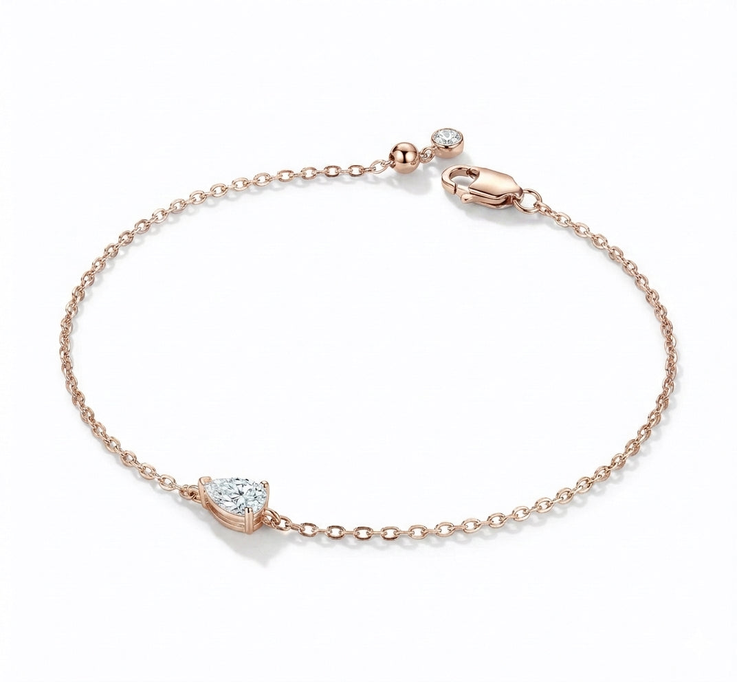 צמיד טיפה 2 קראט · Single Pear Bracelet