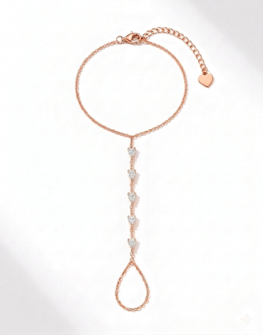 מיני צמיד טבעת טיפות · Pear Drop Hand Chain
