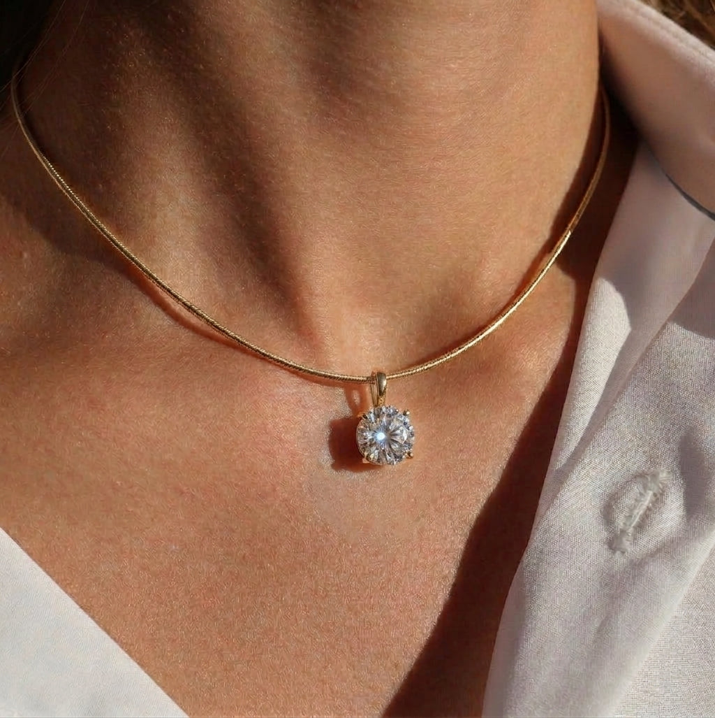 שרשרת קשיחה עם תליון עגול · Round Choker