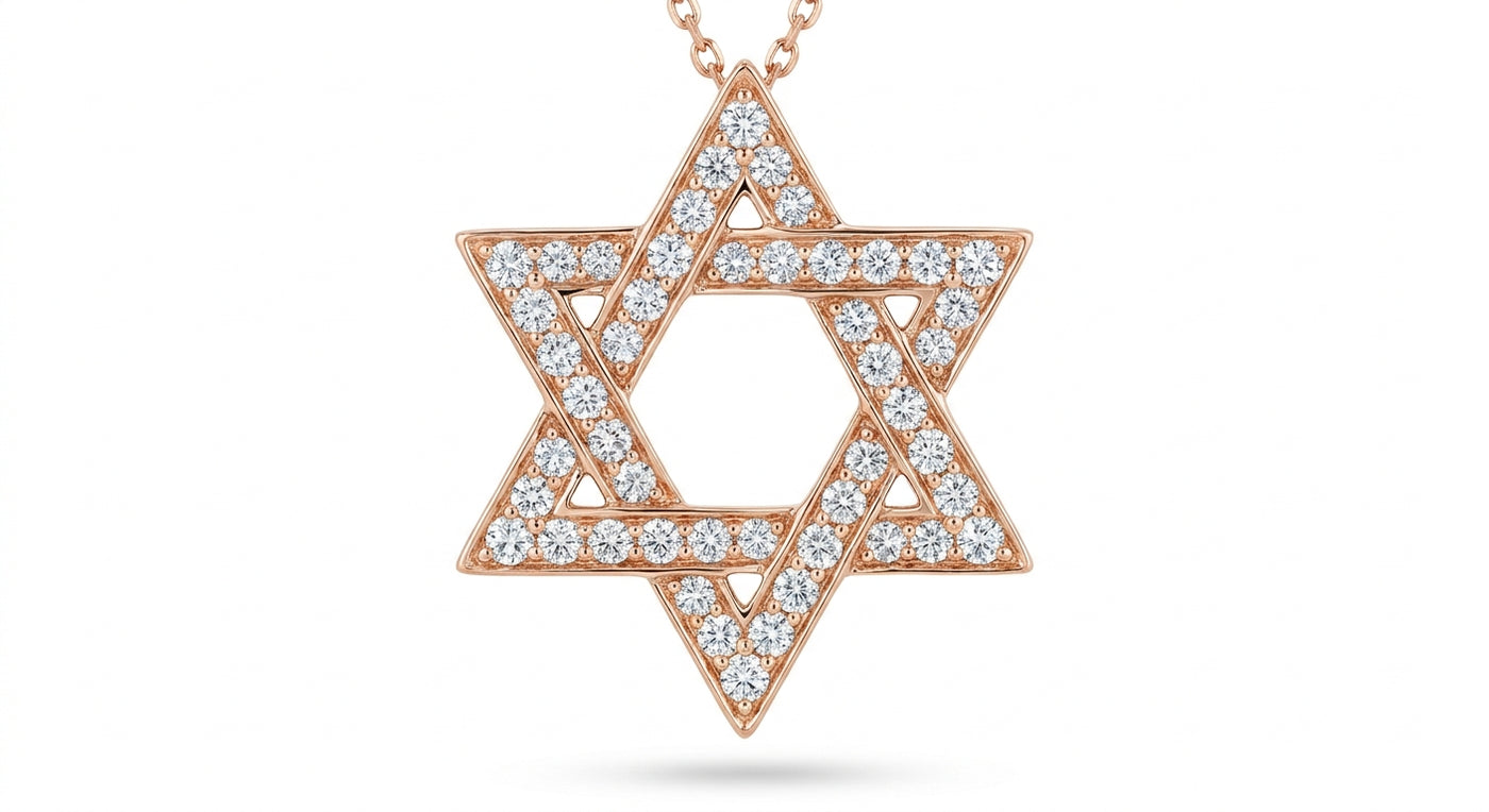 תליון מגן דוד פאבה מוסאנייט · שרשרת רוטר עדינה