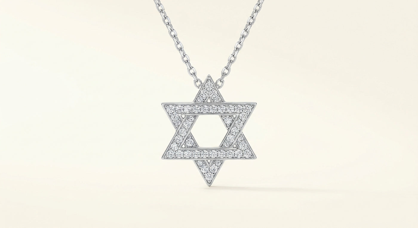 תליון מגן דוד פאבה מוסאנייט · שרשרת רוטר עדינה