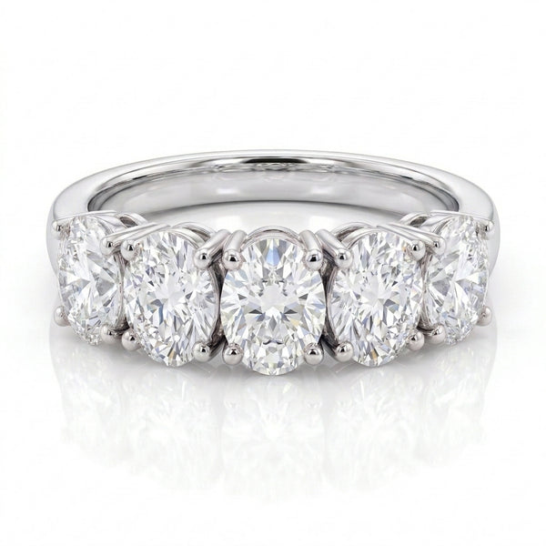 טבעת איטרניטי · 5 אובלים זהים 2.5 קראט · Oval 5-Stone Eternity Ring