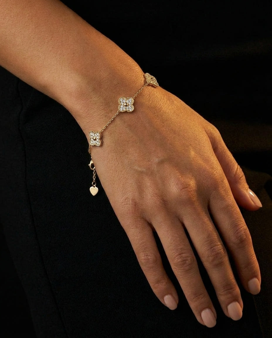 צמיד תלתן · Diamond Clover Bracelet
