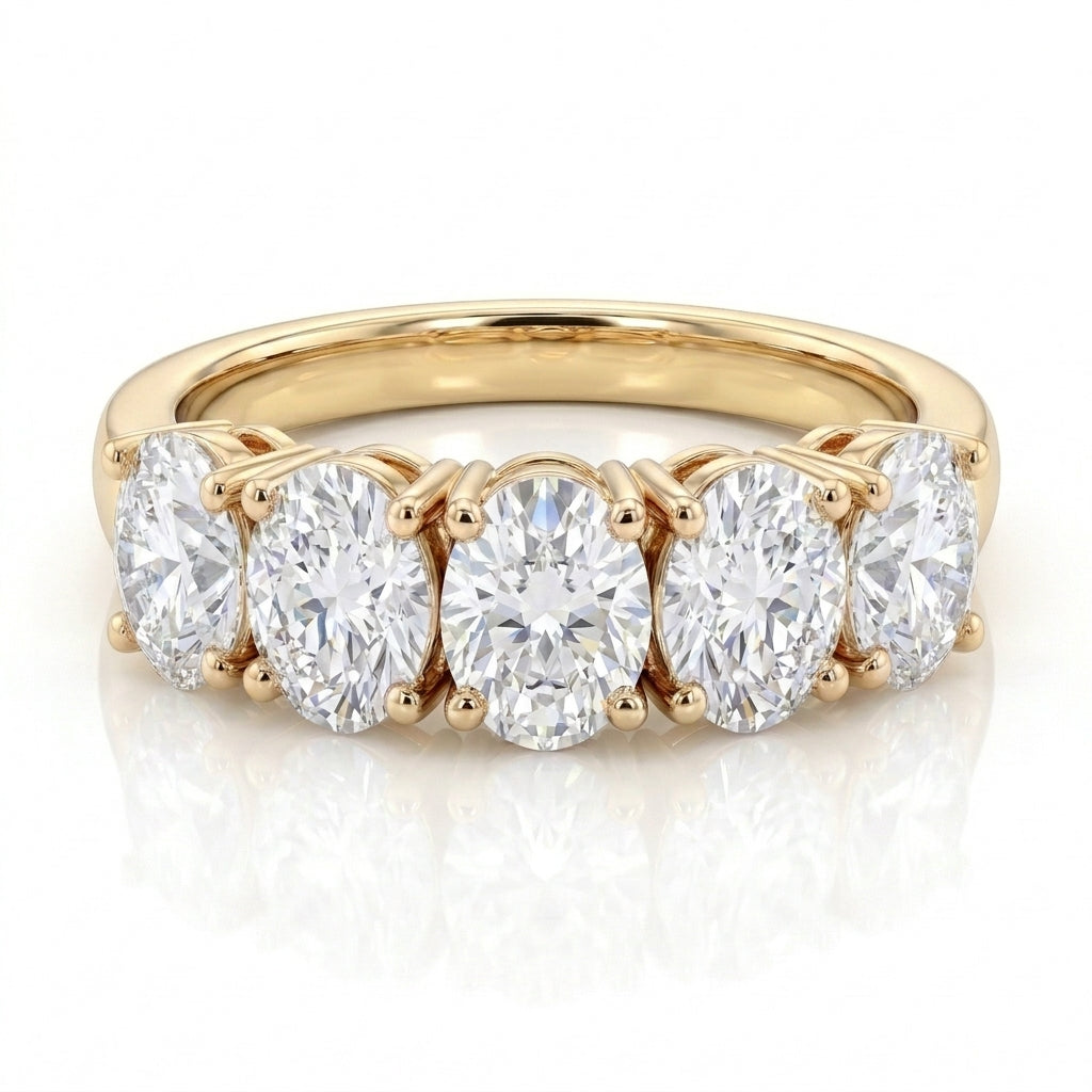 טבעת איטרניטי · 5 אובלים זהים 2.5 קראט · Oval 5-Stone Eternity Ring