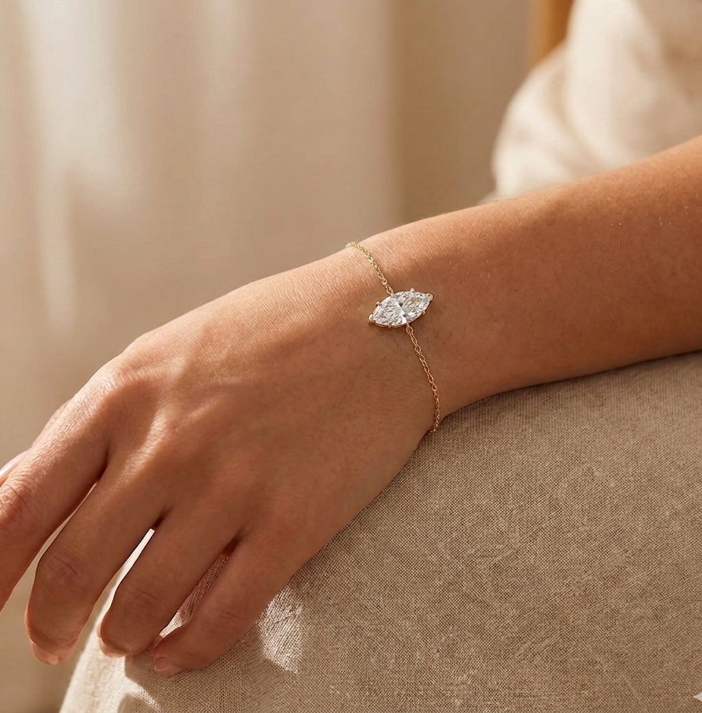 צמיד מרקיז 2 קראט · Single Marquise Bracelet