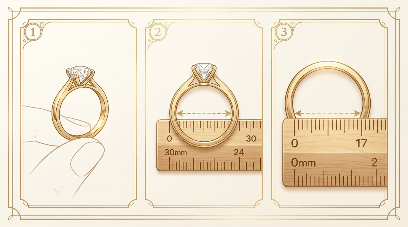 מדידת טבעת על סרגל — 3 צעדים